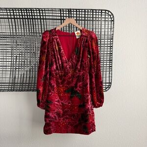 Farm rio Shiny Flowers Velvet Minidress
